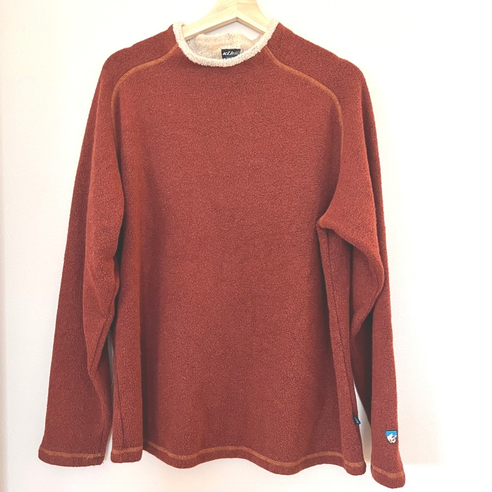 Kuhl Alfpaca Fleece‎ Pullover XL Rust Red Women Mock Neck Sweater Made in Canada